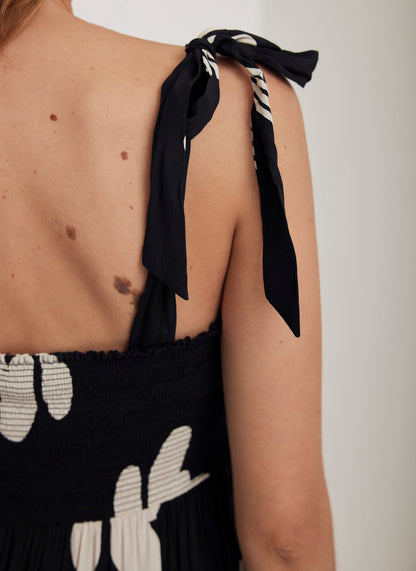 Black Floral Print Maxi Dress