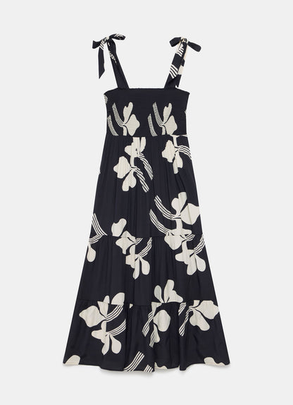 Black Floral Print Maxi Dress