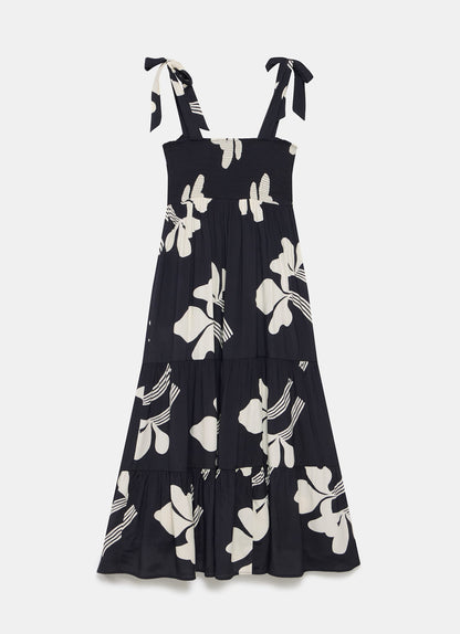 Black Floral Print Maxi Dress