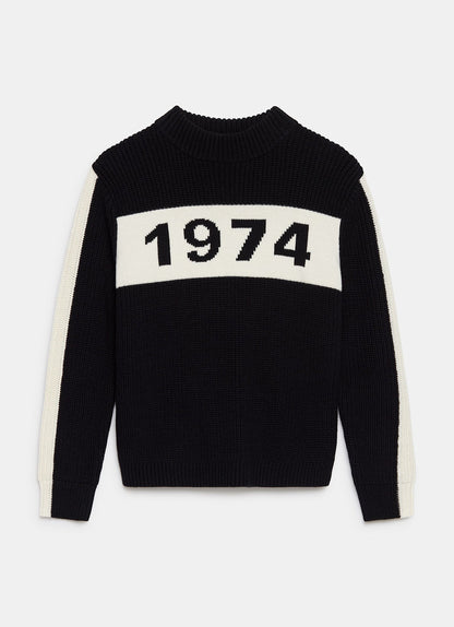 Black Cotton Blend Graphic Knit Jumper