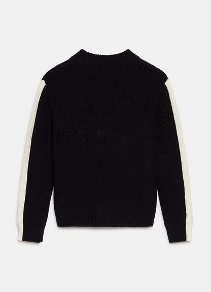 Black Cotton Blend Graphic Knit Jumper