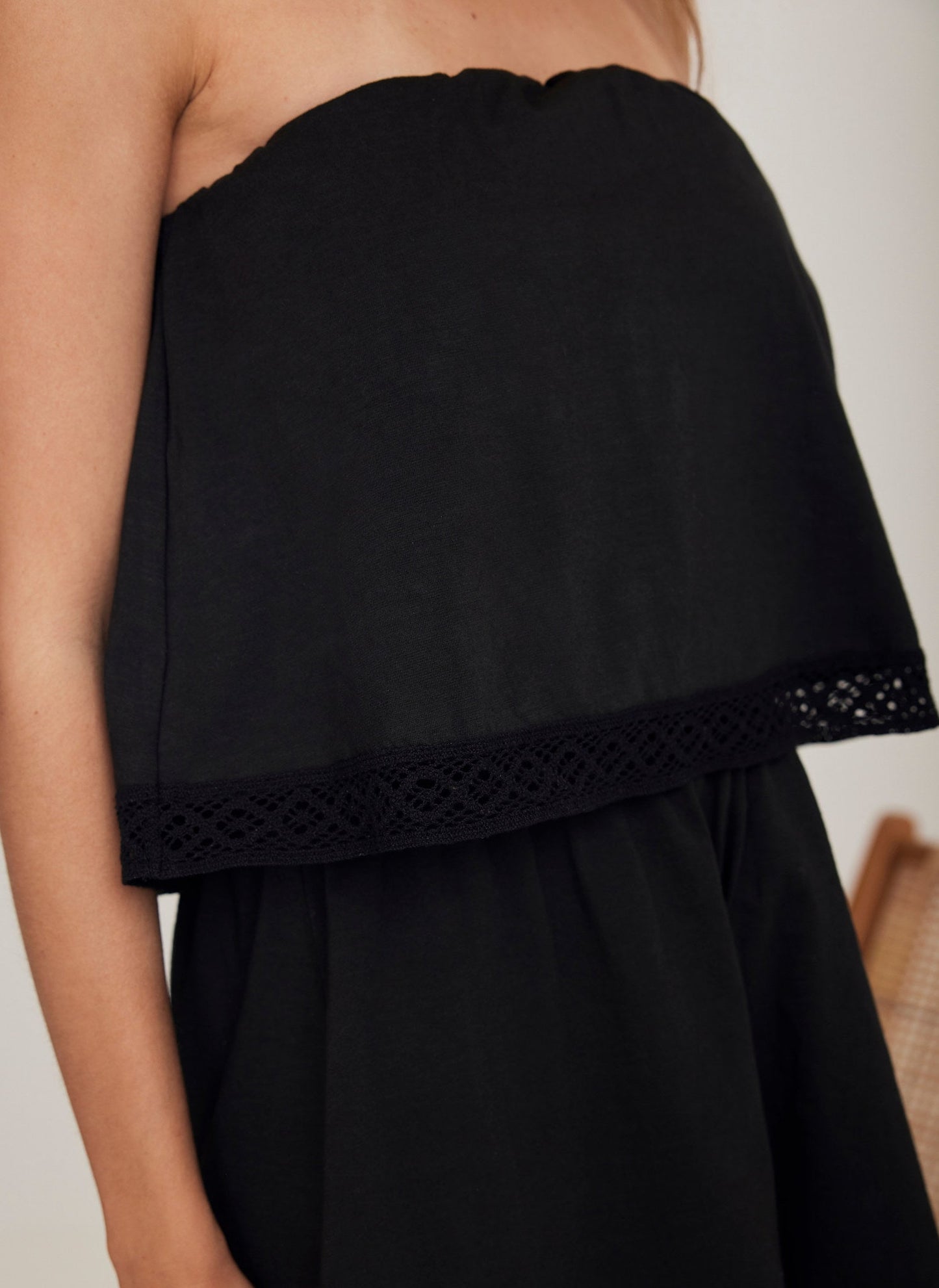 Black Jersey Bandeau Playsuit