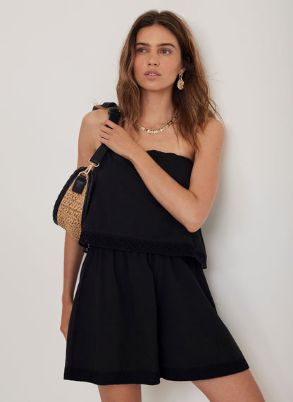 Black Jersey Bandeau Playsuit