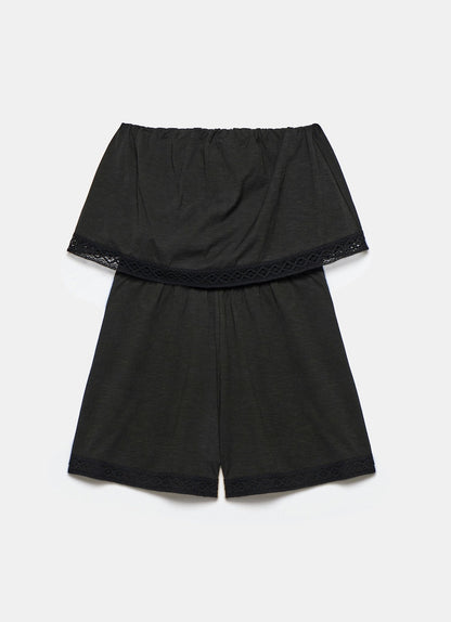Black Jersey Bandeau Playsuit