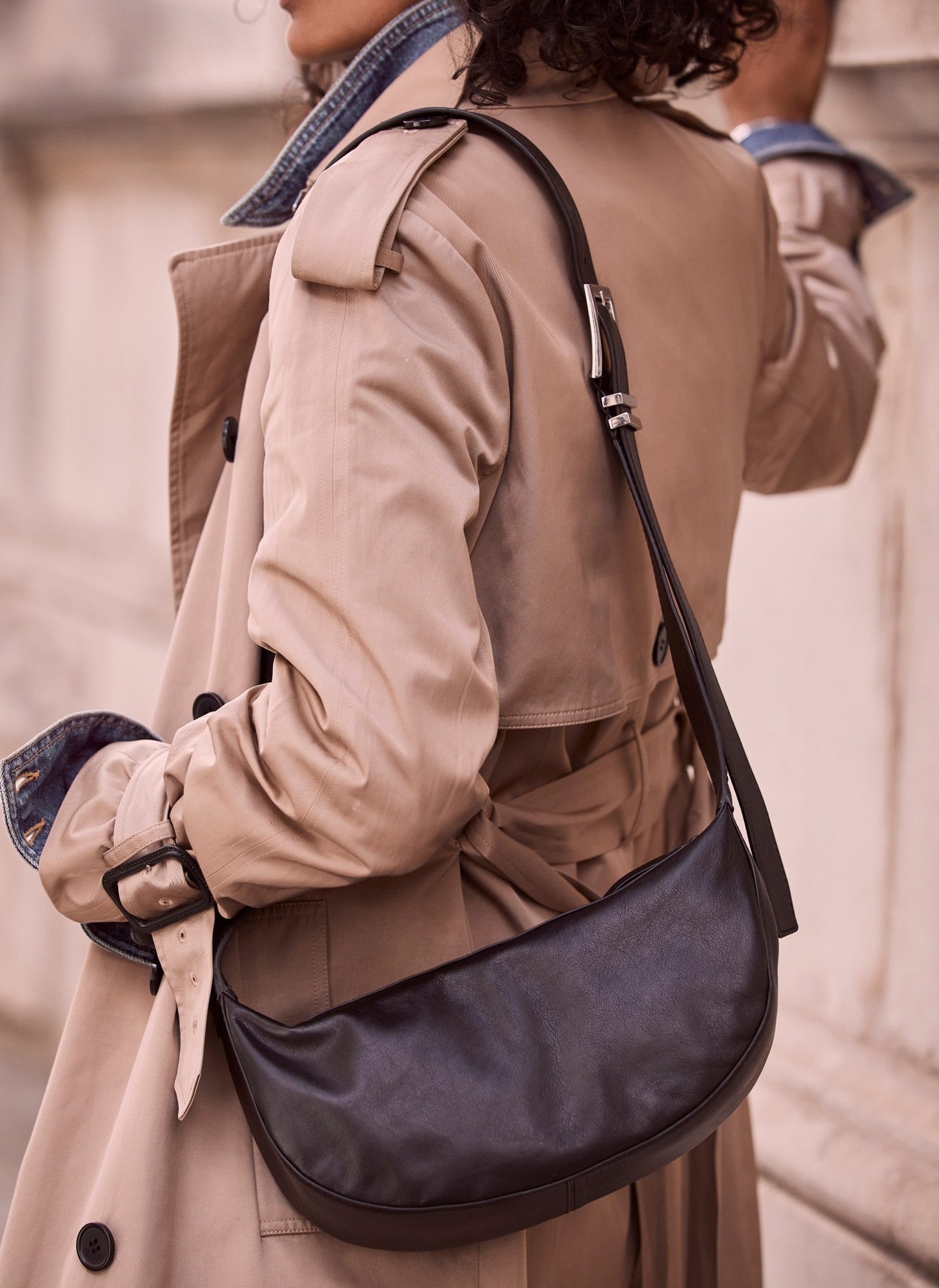 Black Leather Sling Bag