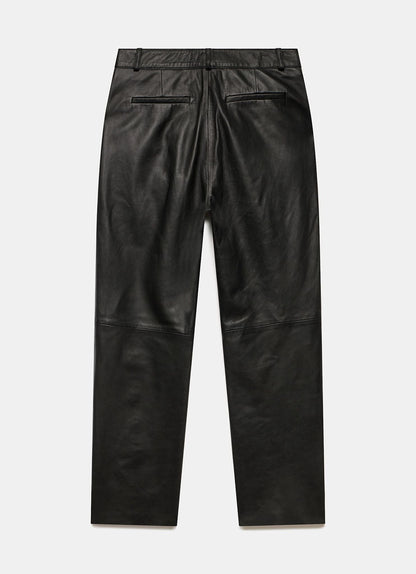 Black Leather Tapered Trousers