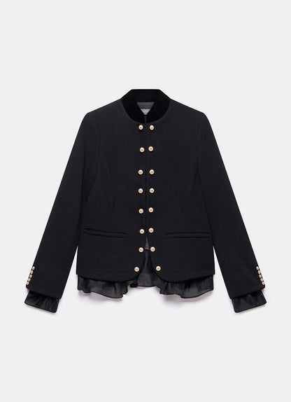 Black Military Wool Blend Jacket