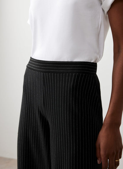 Black Pinstripe Wide Trousers