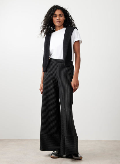 Black Pinstripe Wide Trousers