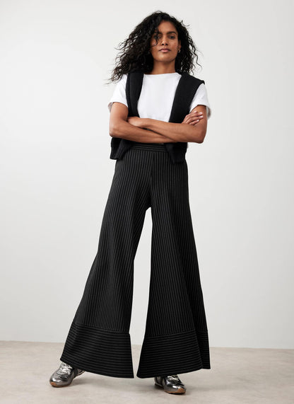 Black Pinstripe Wide Trousers