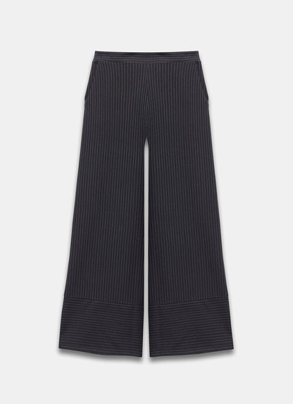 Black Pinstripe Wide Trousers