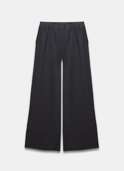 Black Pinstripe Wide Trousers