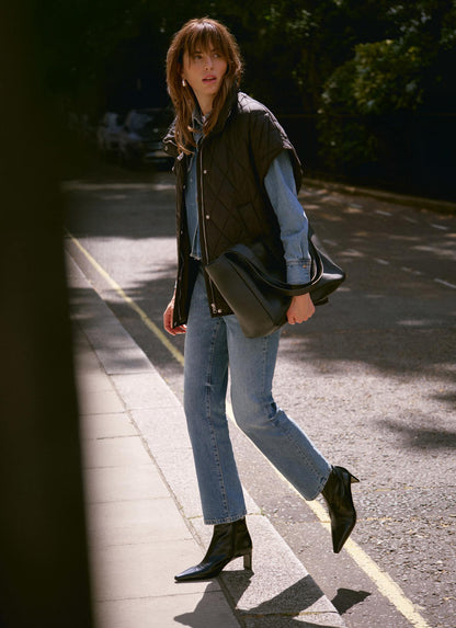 Black Quilted Oversized Gilet