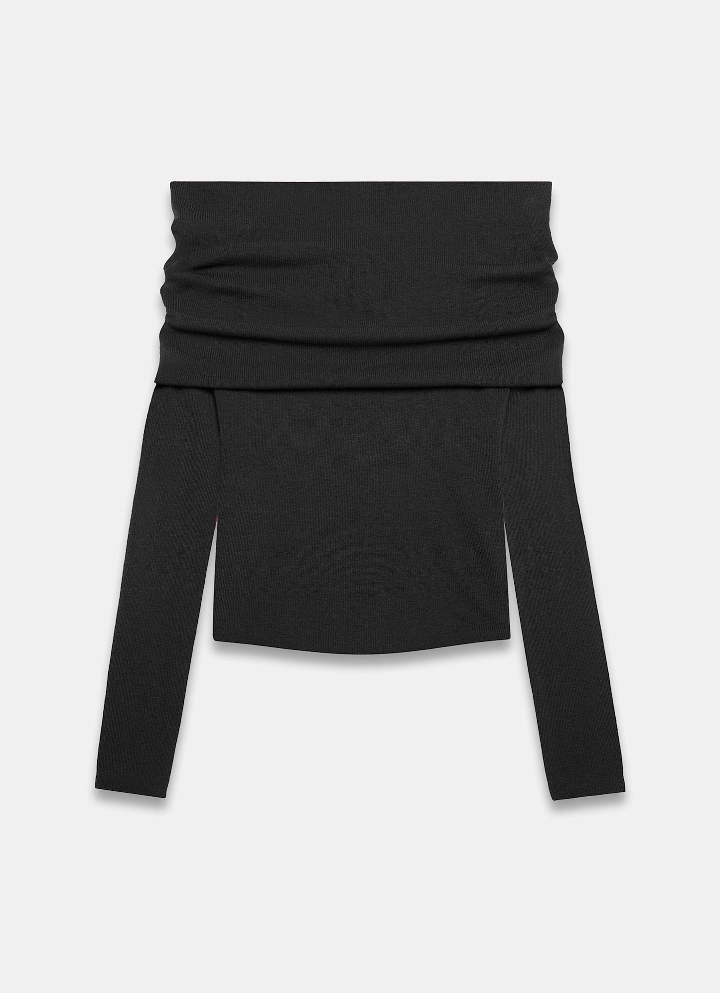 Black Ribbed Bardot Top