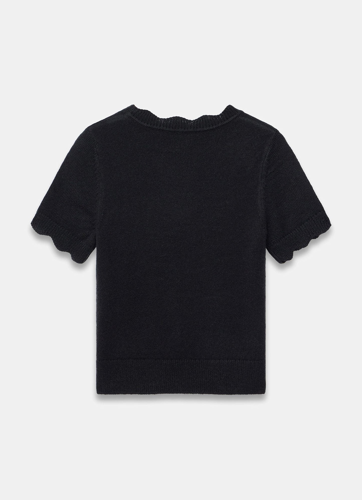 Black Scallop Knit Top