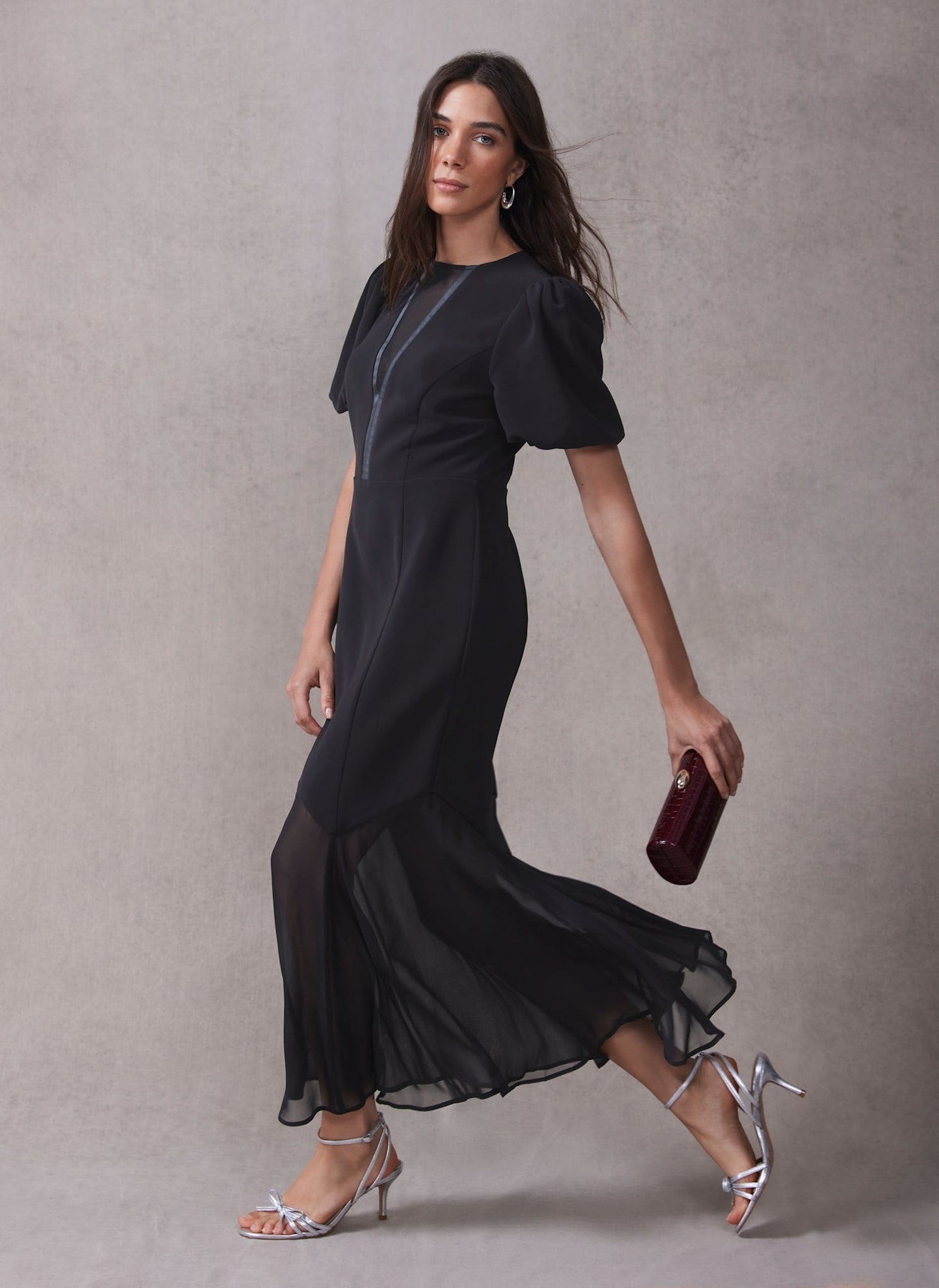 Black Puff Sleeve Maxi Dress