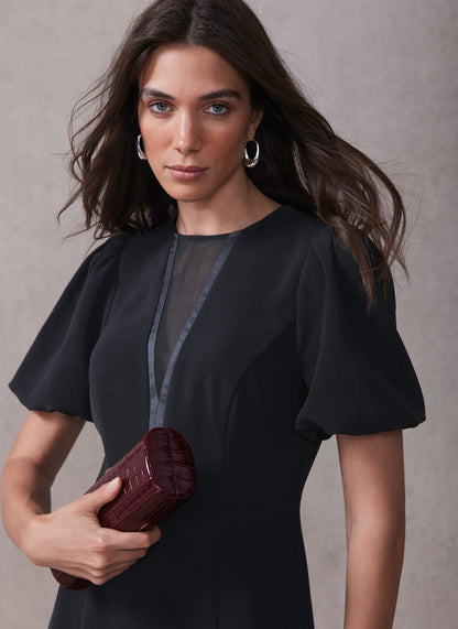 Black Puff Sleeve Maxi Dress