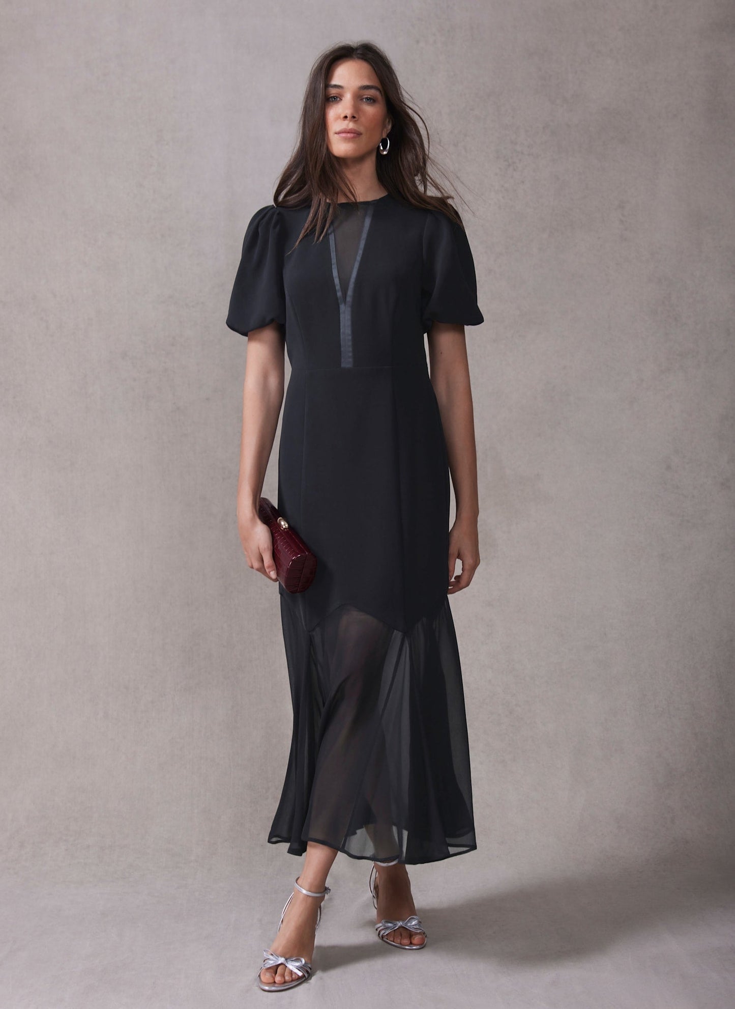Black Puff Sleeve Maxi Dress