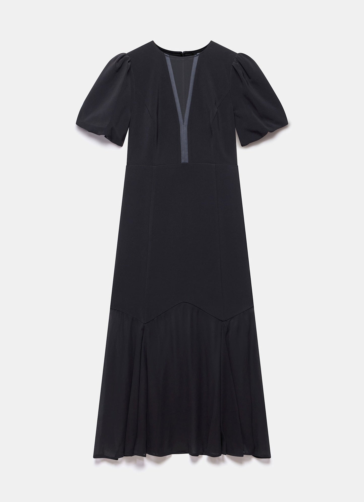 Black Puff Sleeve Maxi Dress