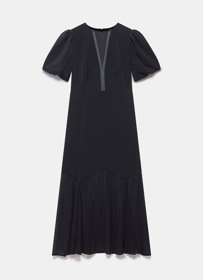 Black Puff Sleeve Maxi Dress