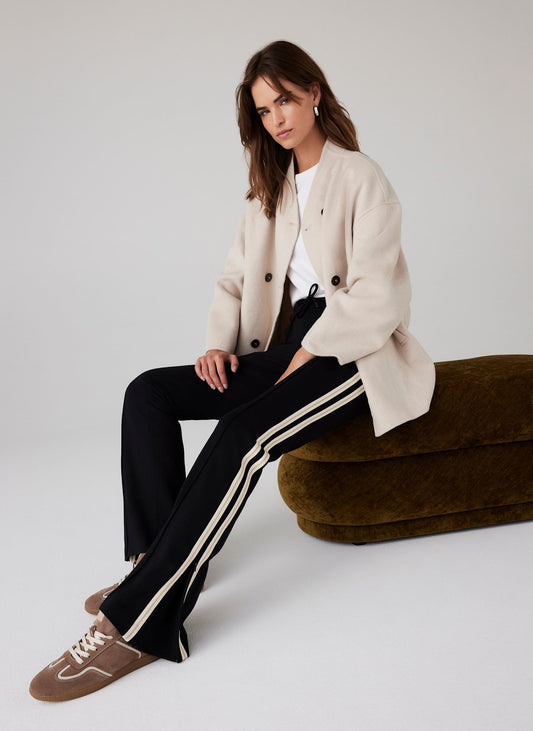 Black Side Stripe Flared Joggers