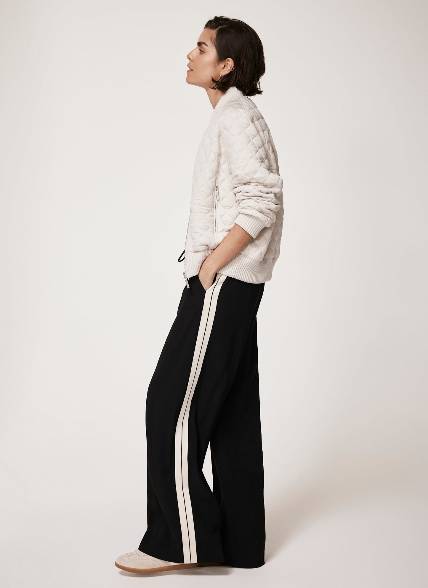 Black Side Stripe Wide Trousers