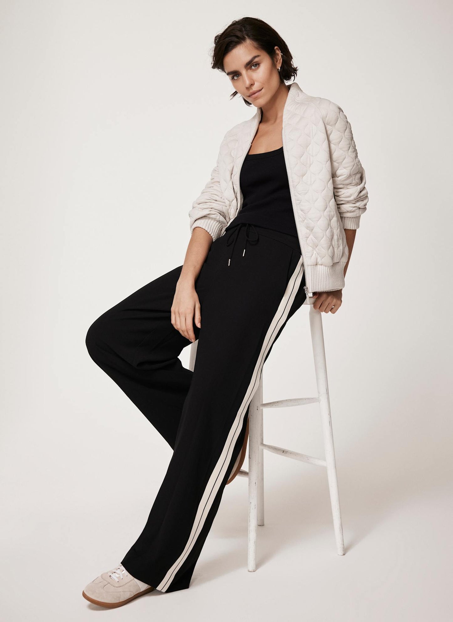 Black Side Stripe Wide Trousers