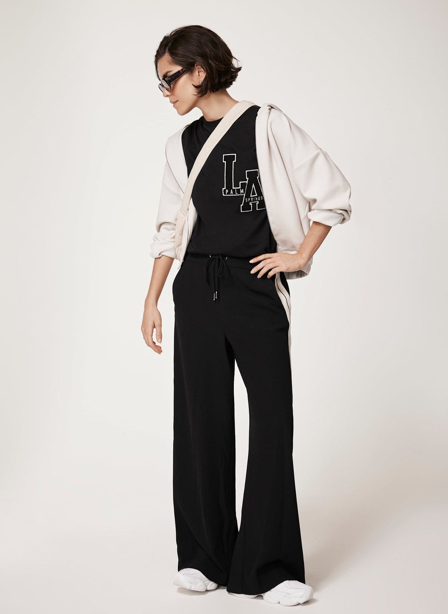 Black Side Stripe Wide Trousers