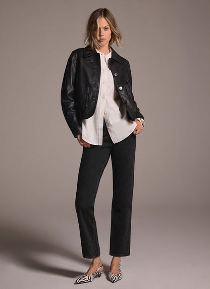 Washed Black Straight Leg Jeans