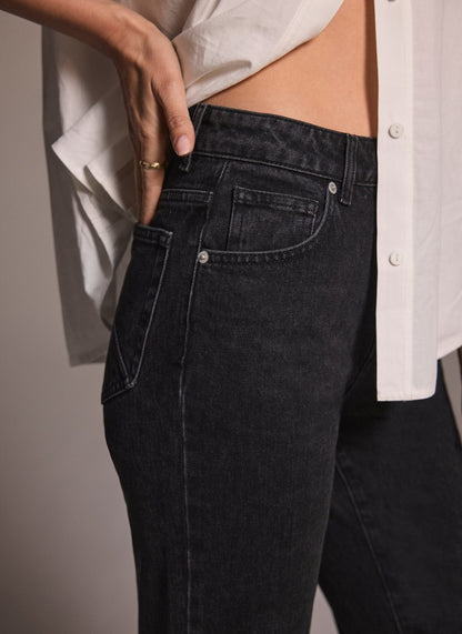 Washed Black Straight Leg Jeans