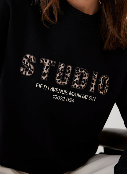 Black Studio Slogan Sweatshirt