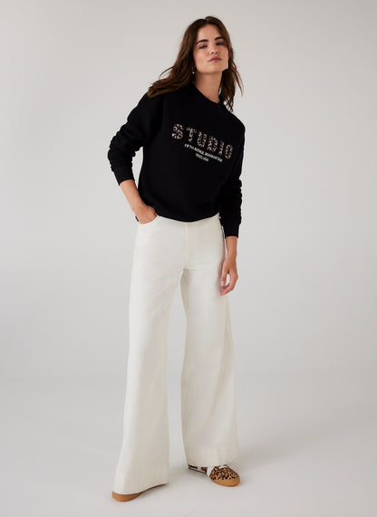 Black Studio Slogan Sweatshirt