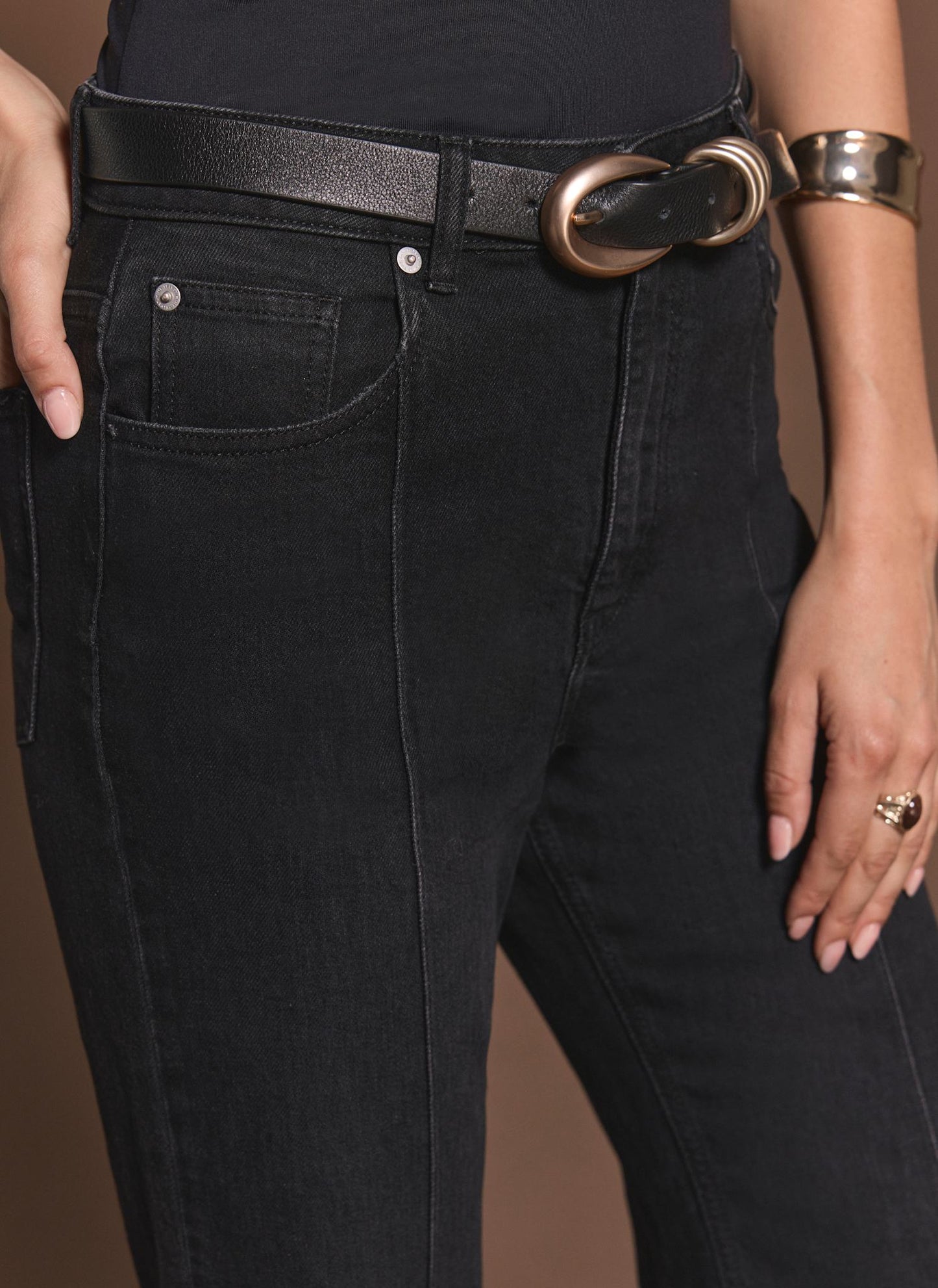 Washed Black Flared Jeans