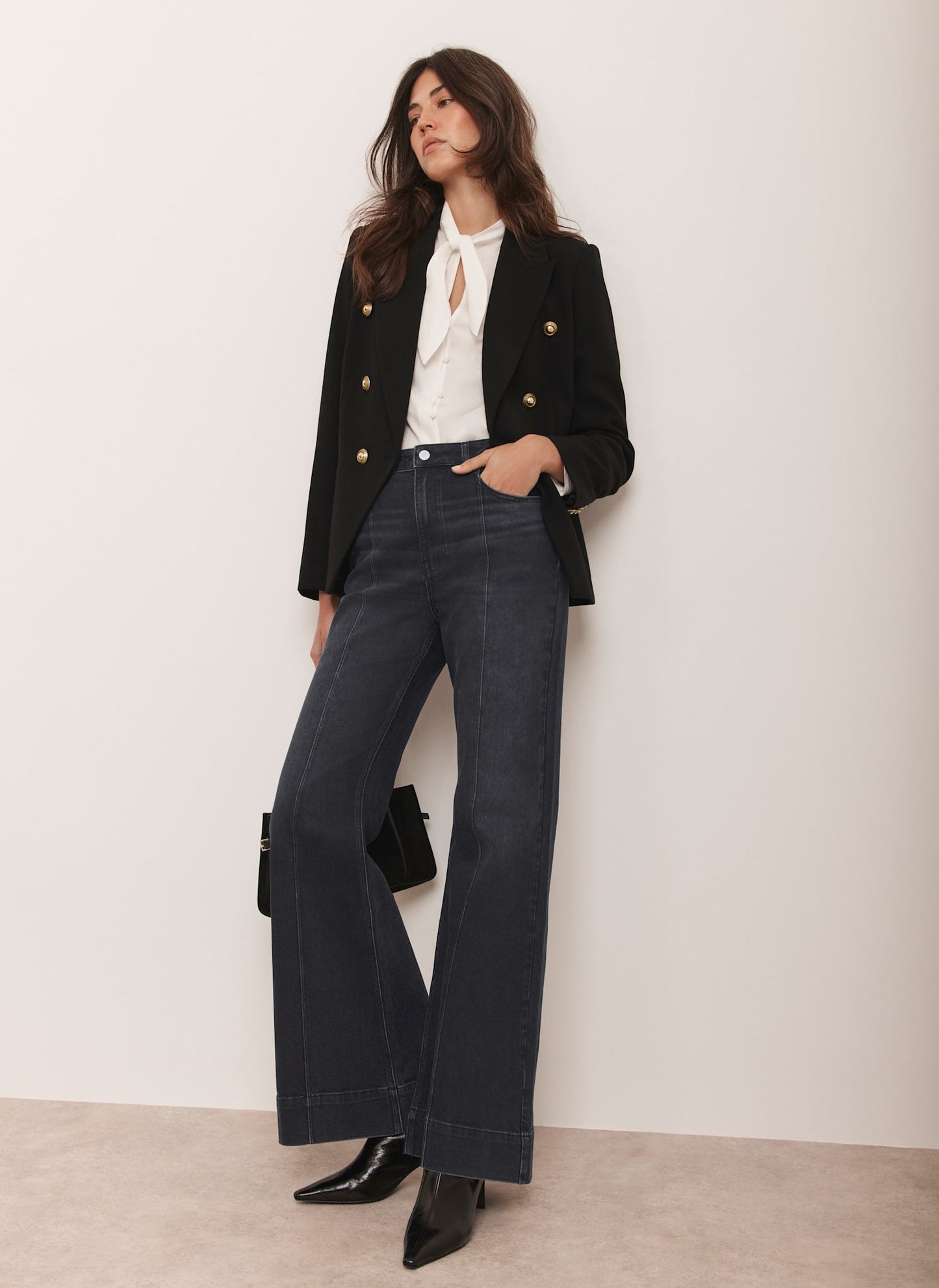 Washed Black Flared Jeans