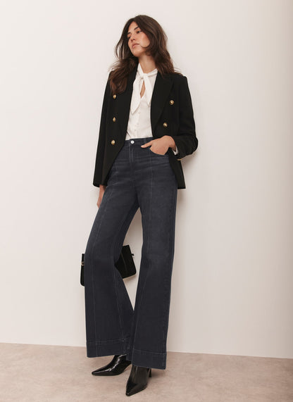 Washed Black Flared Jeans