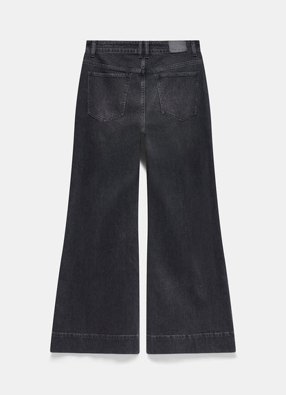 Washed Black Flared Jeans