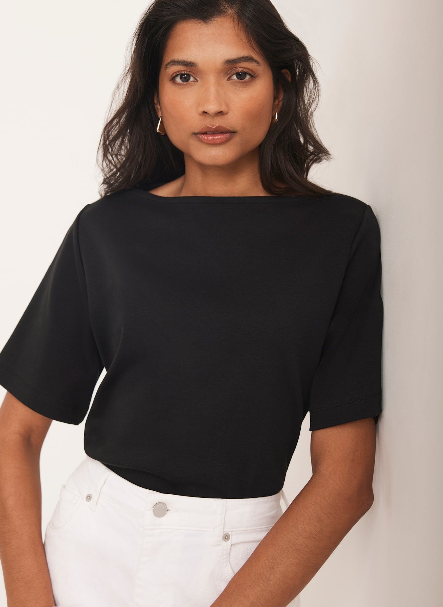 Black Slash Neck T Shirt