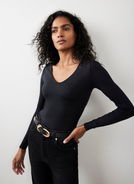 Black V Neck Layering Top
