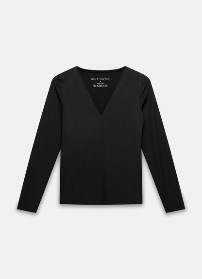 Black V Neck Layering Top