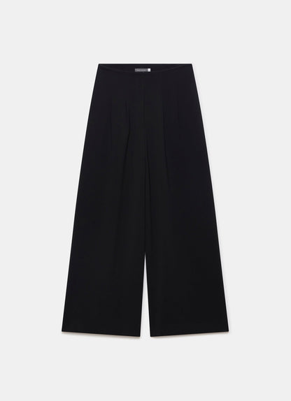 Black Wide Leg Darted Trousers