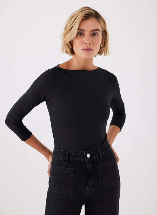 Black Slash Neck Layering Top