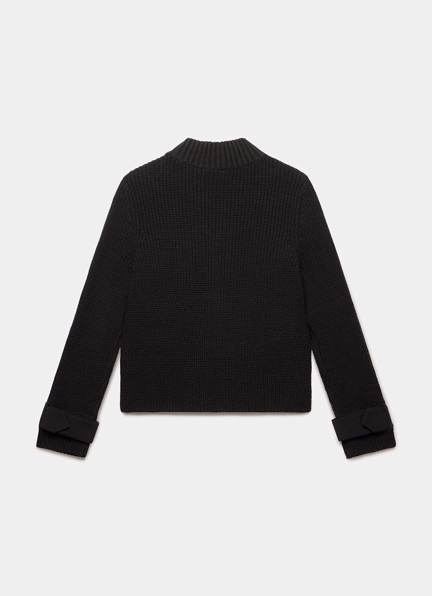 Black Cotton Blend Ribbed Jacket