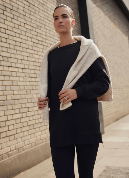 Black Zip Longline Sweatshirt