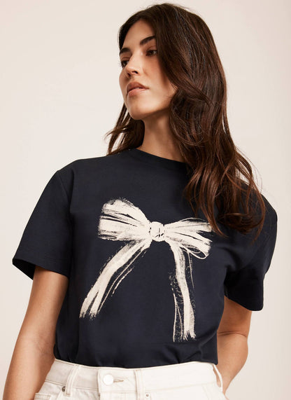 Navy Graphic Bow T-Shirt