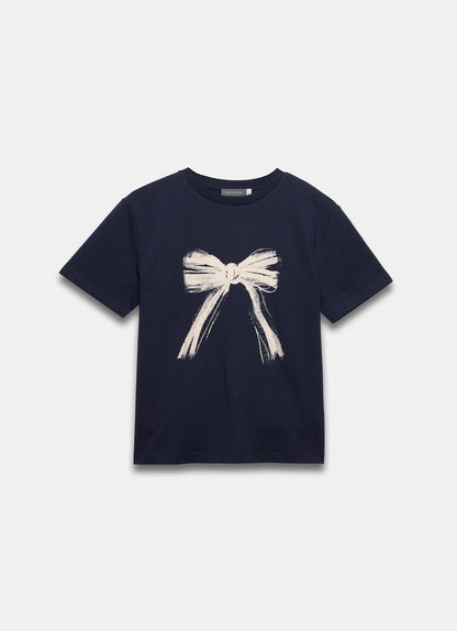 Navy Graphic Bow T-Shirt