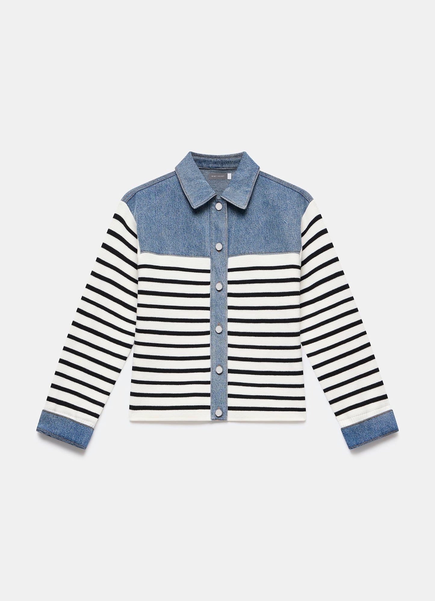Blue Denim Striped Knit Jacket