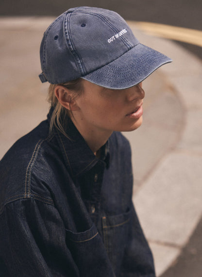 Blue Denim Slogan Cap