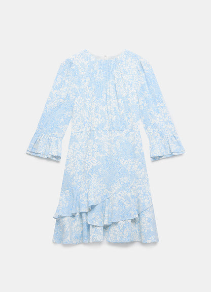 Blue Floral Print Mini Dress