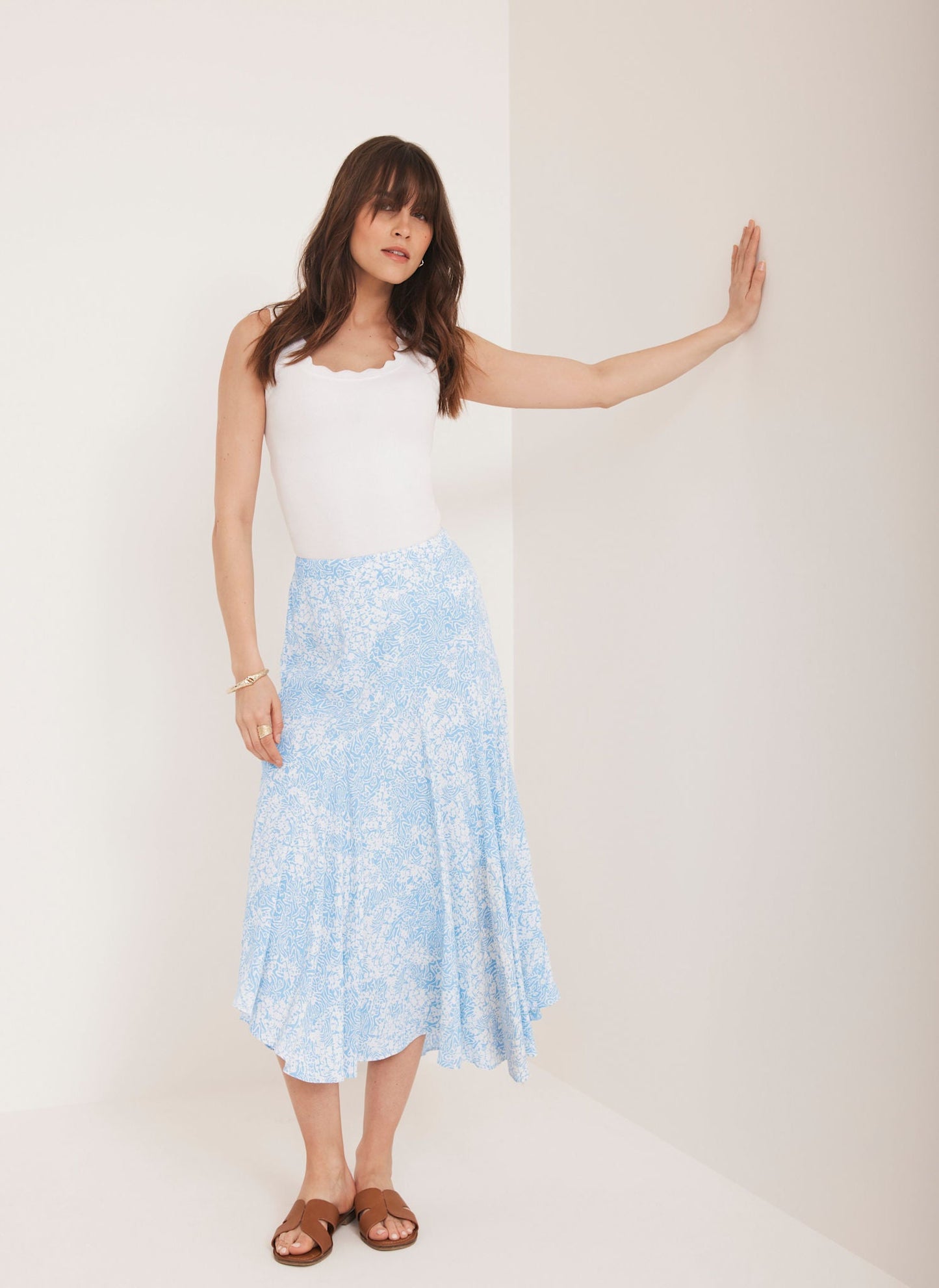 Blue Floral Print Skirt