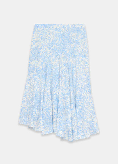 Blue Floral Print Skirt